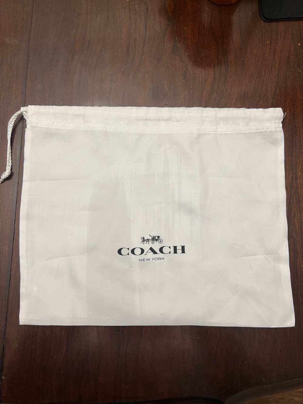 Coach White Drawstring Logo Dust Pouch